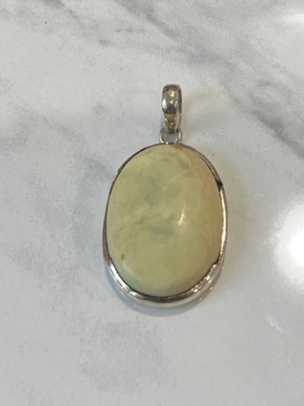 Sterling Silver Oval Agate Stone Pendant